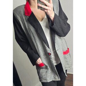 Vintage 90s Houndstooth Plaid Funky Blazer